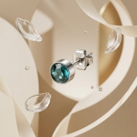 Oorstekers &acirc;&euro;&ldquo; Staal Kristal Zeeblauw Zilverkleur (5mm) -