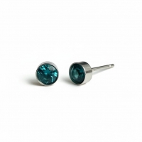 Oorstekers &acirc;&euro;&ldquo; Staal Kristal Zeeblauw Zilverkleur (5mm) -
