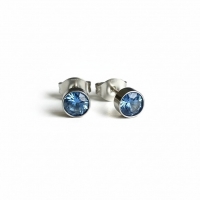 Oorstekers &acirc;&euro;&ldquo; Staal Kristal Blauw Zilverkleur (5mm) -