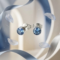 Oorstekers &acirc;&euro;&ldquo; Staal Kristal Blauw Zilverkleur (5mm) -