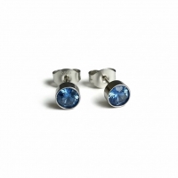 Oorstekers &acirc;&euro;&ldquo; Staal Kristal Blauw Zilverkleur (5mm) -