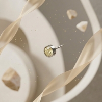 Oorstekers &acirc;&euro;&ldquo; Staal Kristal Geel Zilverkleur (5mm) -