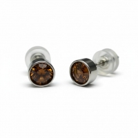 Oorstekers &acirc;&euro;&ldquo; Staal Kristal Bruin Zilverkleur (5mm) -