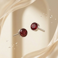 Oorstekers &acirc;&euro;&ldquo; Staal Kristal Rood Zilverkleur (5mm) -