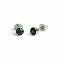 Oorstuds &acirc;&euro;&ldquo; Staal Kristal Groen Zilverkleur (5mm) -