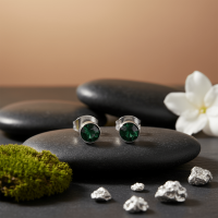 Oorstuds &acirc;&euro;&ldquo; Staal Kristal Groen Zilverkleur (5mm) -