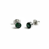 Oorstuds &ndash; Staal Kristal Groen Zilverkleur (5mm)