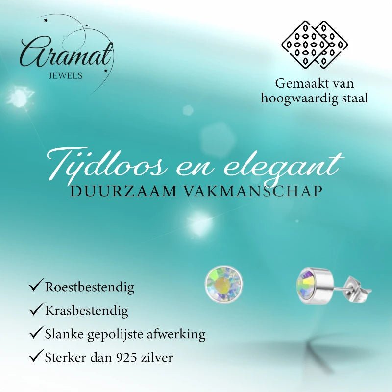 Oorstuds &acirc;&euro;&ldquo; Staal Kristal AB Transparant Zilverkleur (3mm) -