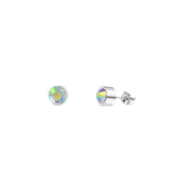 Oorstuds &acirc;&euro;&ldquo; Staal Kristal AB Transparant Zilverkleur (3mm) -