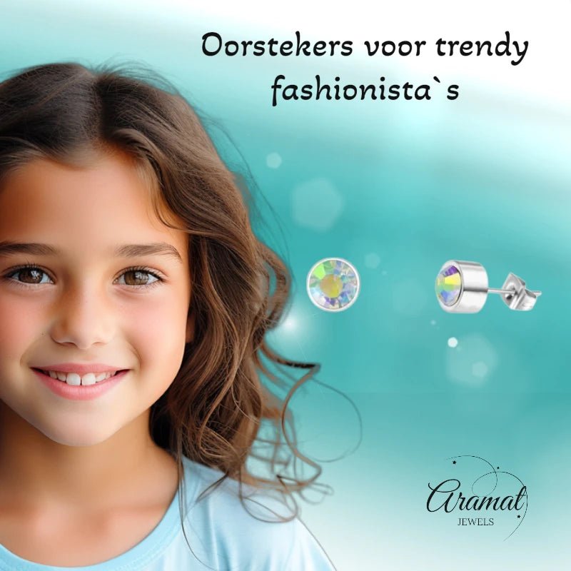 Oorstuds &acirc;&euro;&ldquo; Staal Kristal AB Transparant Zilverkleur (3mm) -