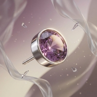 Oorstuds &acirc;&euro;&ldquo; Staal Kristal Licht Paars Zilverkleur (5mm) -