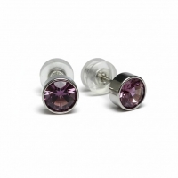 Oorstuds &acirc;&euro;&ldquo; Staal Kristal Licht Paars Zilverkleur (5mm) -