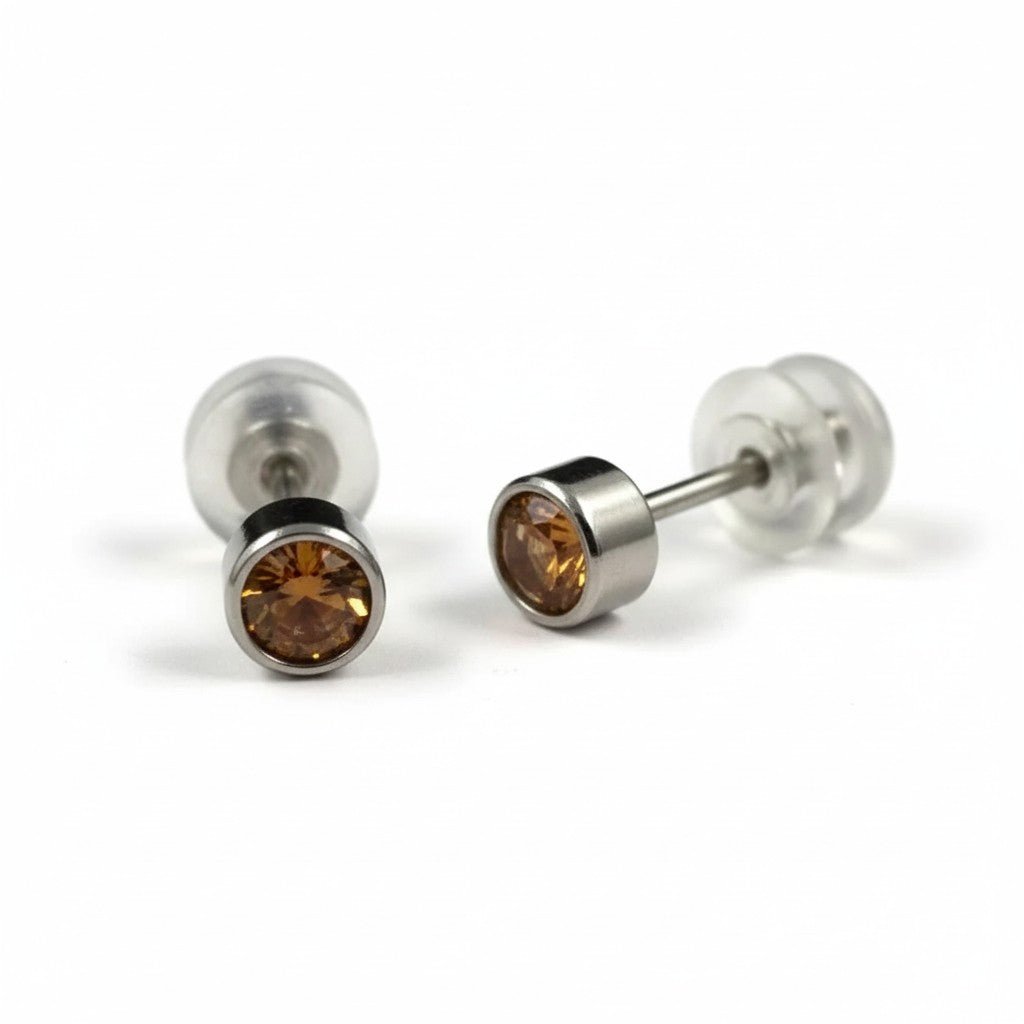 Oorstuds &acirc;&euro;&ldquo; Staal Kristal Topaas Zilverkleur (4mm) -