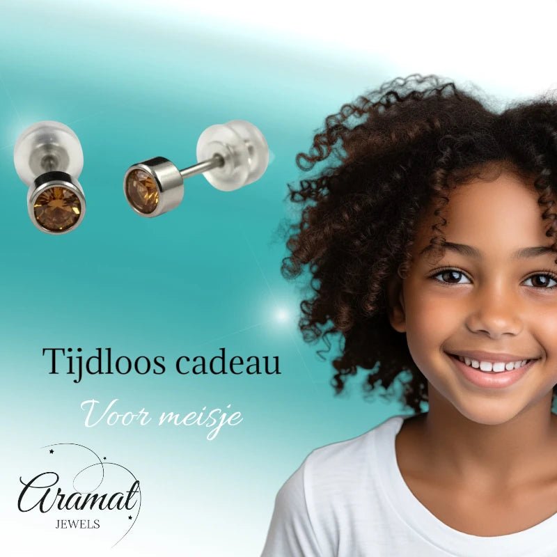 Oorstuds &acirc;&euro;&ldquo; Staal Kristal Topaas Zilverkleur (4mm) -