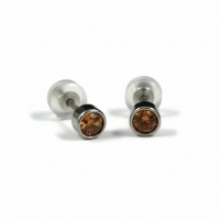 Oorstuds &acirc;&euro;&ldquo; Staal Kristal Topaas Zilverkleur (4mm) -