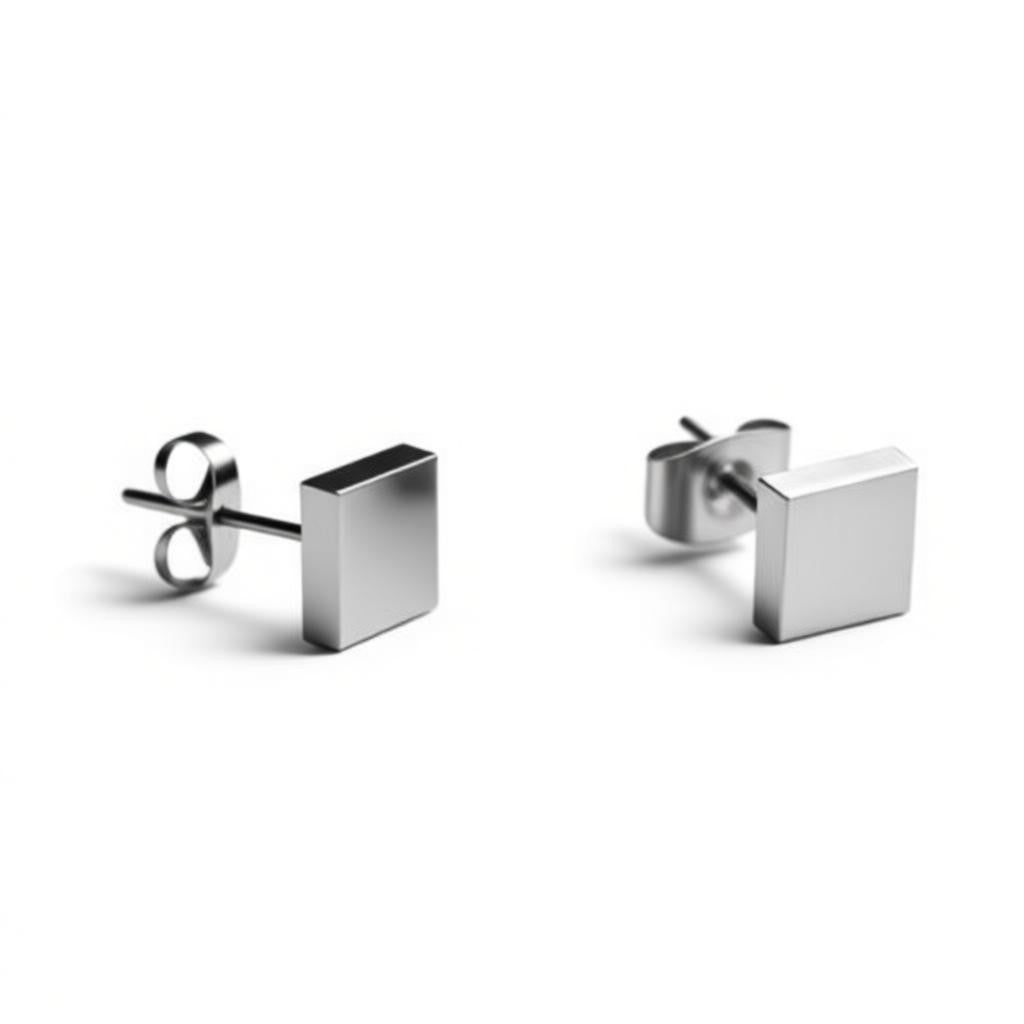 Oorstekers &acirc;&euro;&ldquo; Staal Vierkant Zilverkleurig (7mm) -
