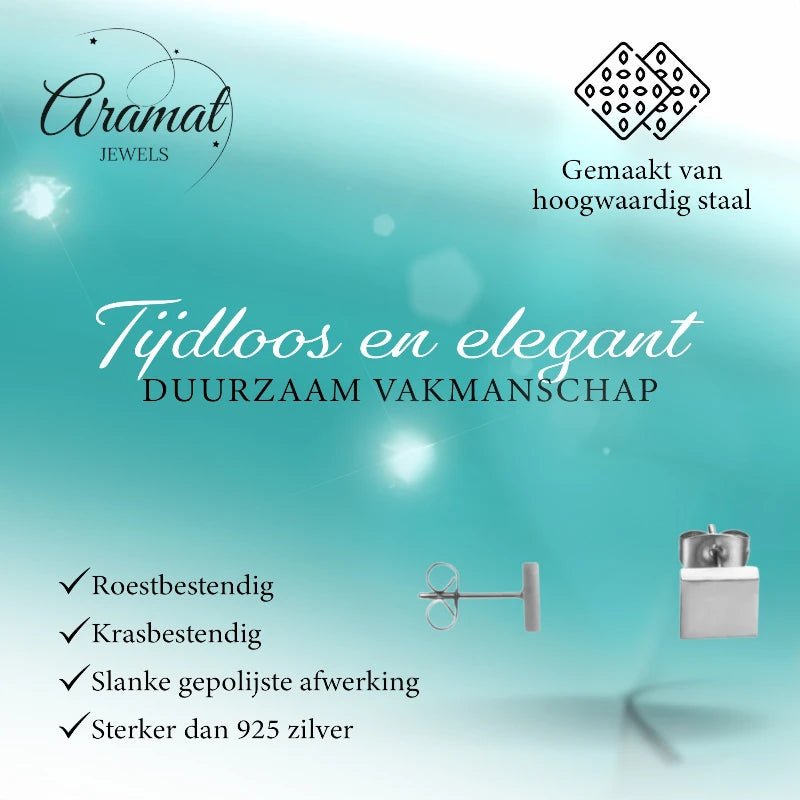 Oorstekers &acirc;&euro;&ldquo; Staal Vierkant Zilverkleurig (7mm) -