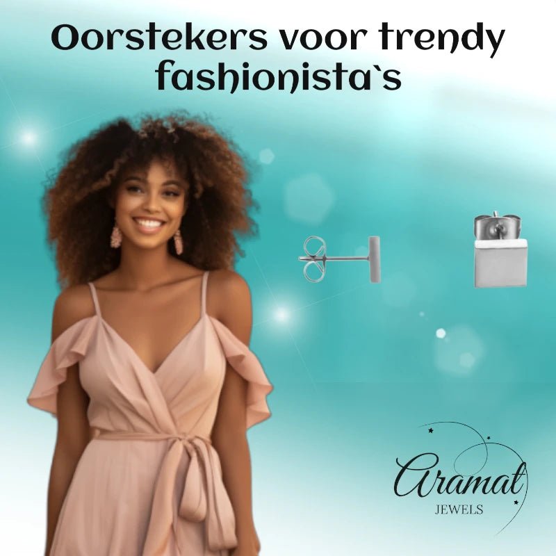 Oorstekers &acirc;&euro;&ldquo; Staal Vierkant Zilverkleurig (7mm) -