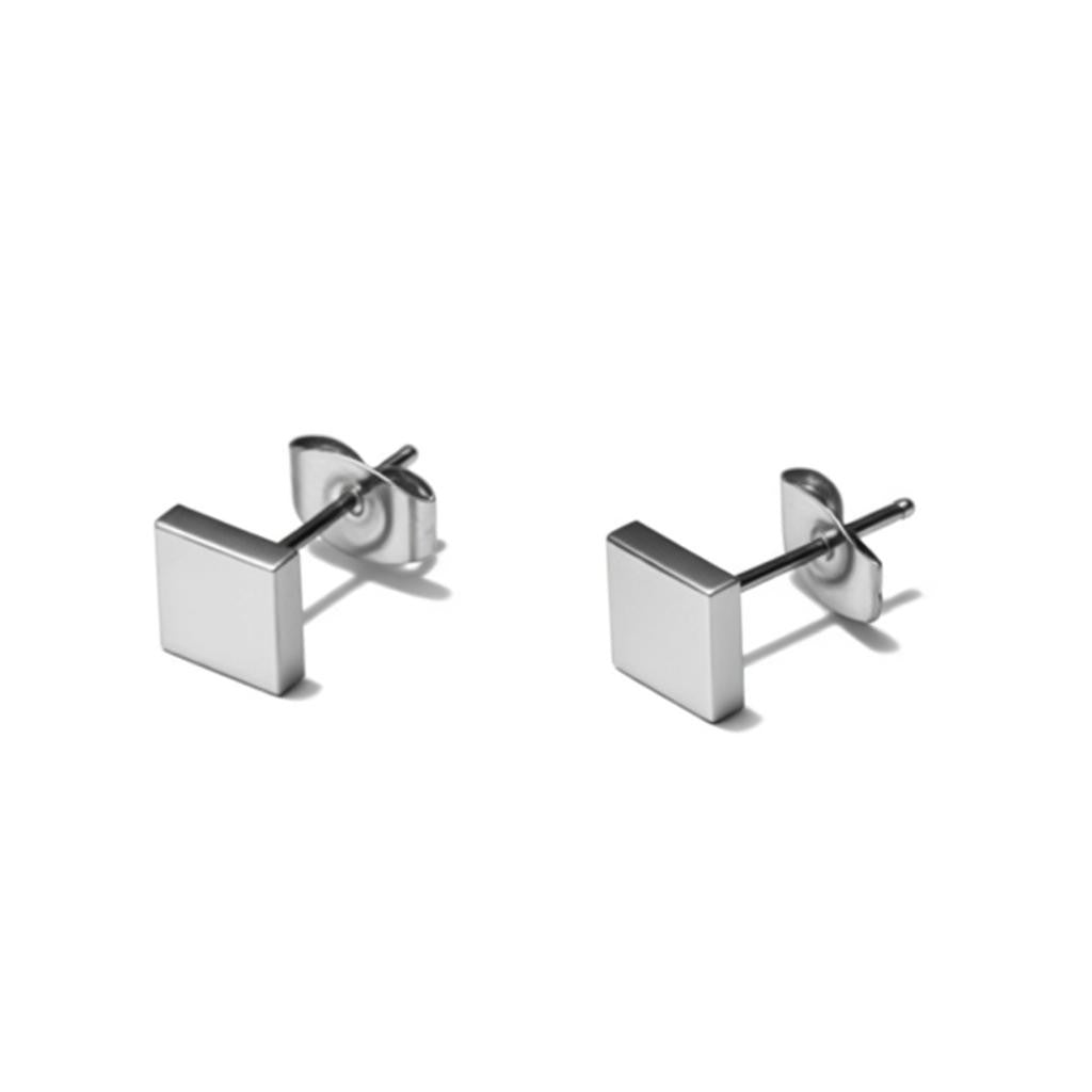 Oorstekers &acirc;&euro;&ldquo; Staal Vierkant Zilverkleurig (5mm) -