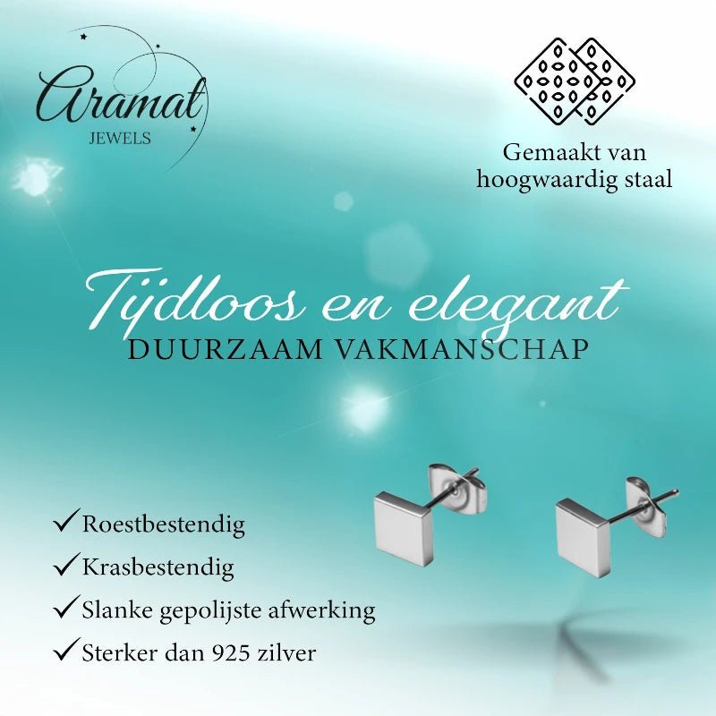 Oorstekers &acirc;&euro;&ldquo; Staal Vierkant Zilverkleurig (5mm) -