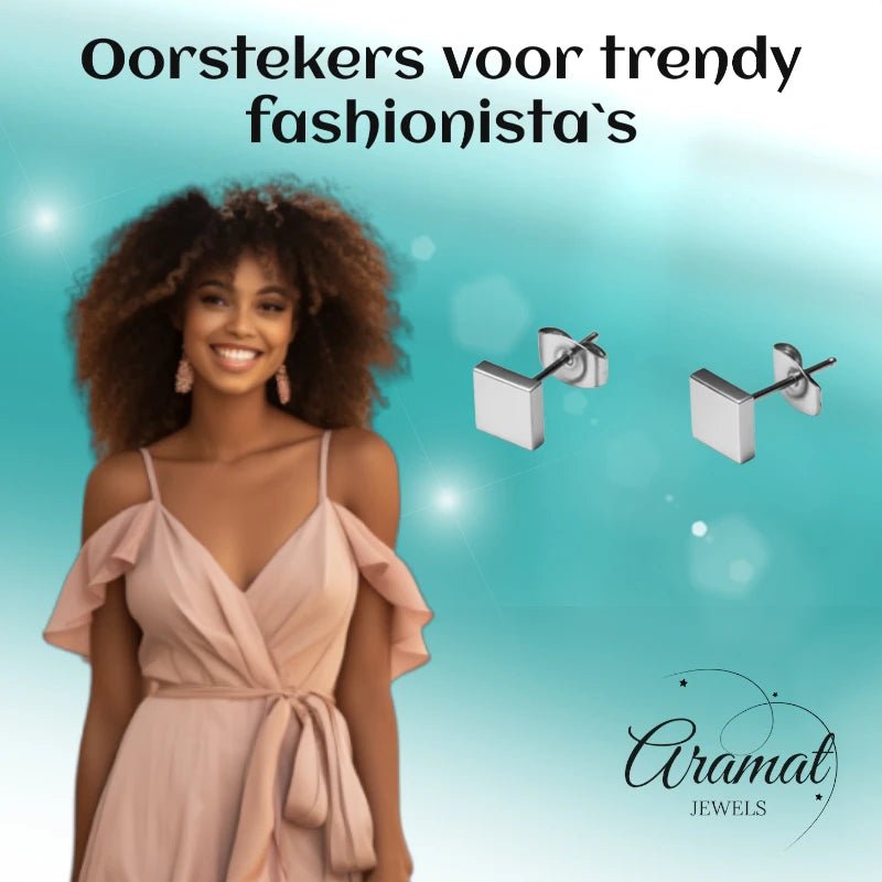 Oorstekers &acirc;&euro;&ldquo; Staal Vierkant Zilverkleurig (5mm) -