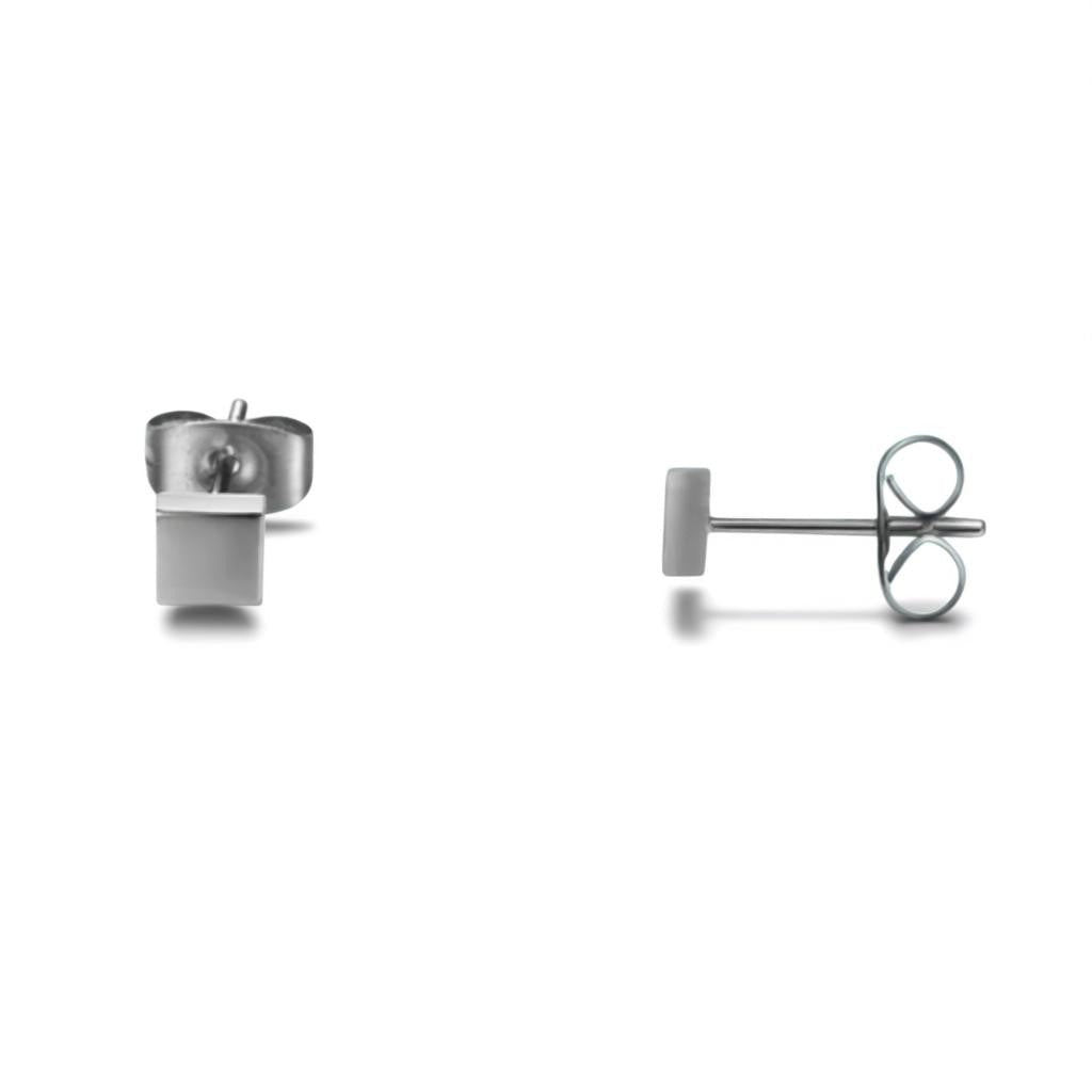 Oorstekers &acirc;&euro;&ldquo; Staal Vierkant Zilverkleurig (4mm) -