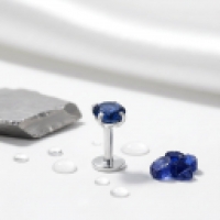 Tragus Helix Piercing &acirc;&euro;&ldquo; Zilverkleur &acirc;&euro;&ldquo; Donkerblauwe Zirkonia (4