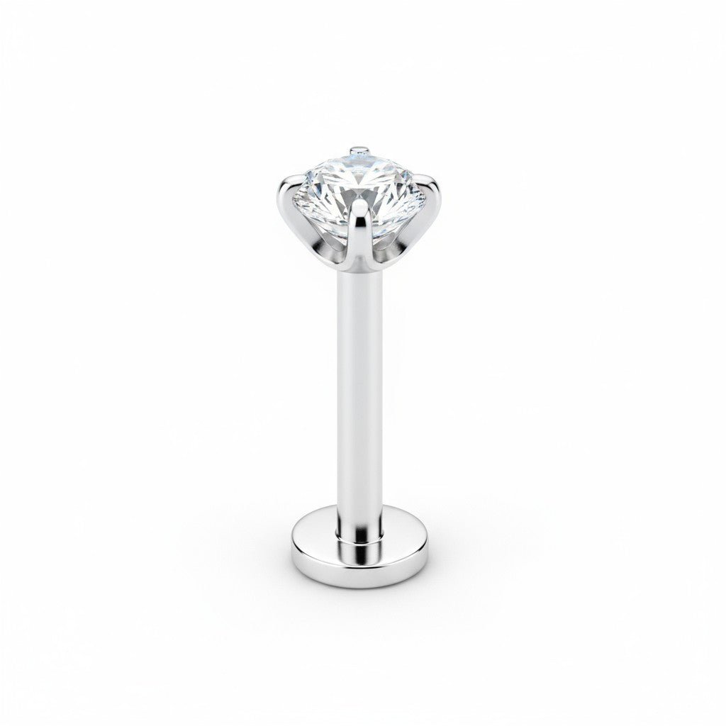 Tragus Helix Piercing &acirc;&euro;&ldquo; Zilverkleur &acirc;&euro;&ldquo; Transparant Zirkonia (4m