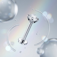Tragus Helix Piercing &acirc;&euro;&ldquo; Zilverkleur &acirc;&euro;&ldquo; Transparant Zirkonia (4m