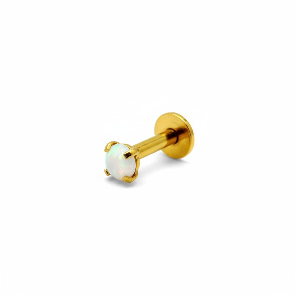 Tragus Helix Piercing &acirc;&euro;&ldquo; Wit Opaal &acirc;&euro;&ldquo; Goudkleur - Unisex