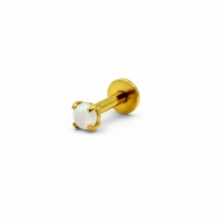 Tragus Helix Piercing &acirc;&euro;&ldquo; Wit Opaal &acirc;&euro;&ldquo; Goudkleur - Unisex