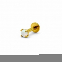 Tragus Helix Piercing &acirc;&euro;&ldquo; Wit Opaal &acirc;&euro;&ldquo; Goudkleur - Unisex