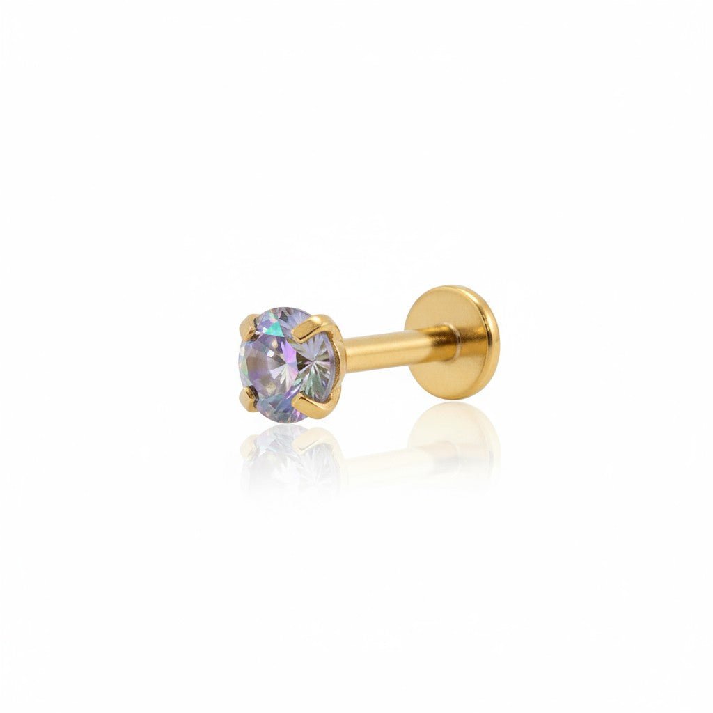 Tragus Helix Piercing &acirc;&euro;&ldquo; Goudkleur &acirc;&euro;&ldquo; Multicolor Zirkonia - Unis