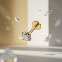 Tragus Helix Piercing &acirc;&euro;&ldquo; Goudkleur &acirc;&euro;&ldquo; Multicolor Zirkonia - Unis
