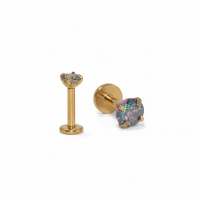 Tragus Helix Piercing &acirc;&euro;&ldquo; Goudkleur &acirc;&euro;&ldquo; Multicolor Zirkonia - Unis