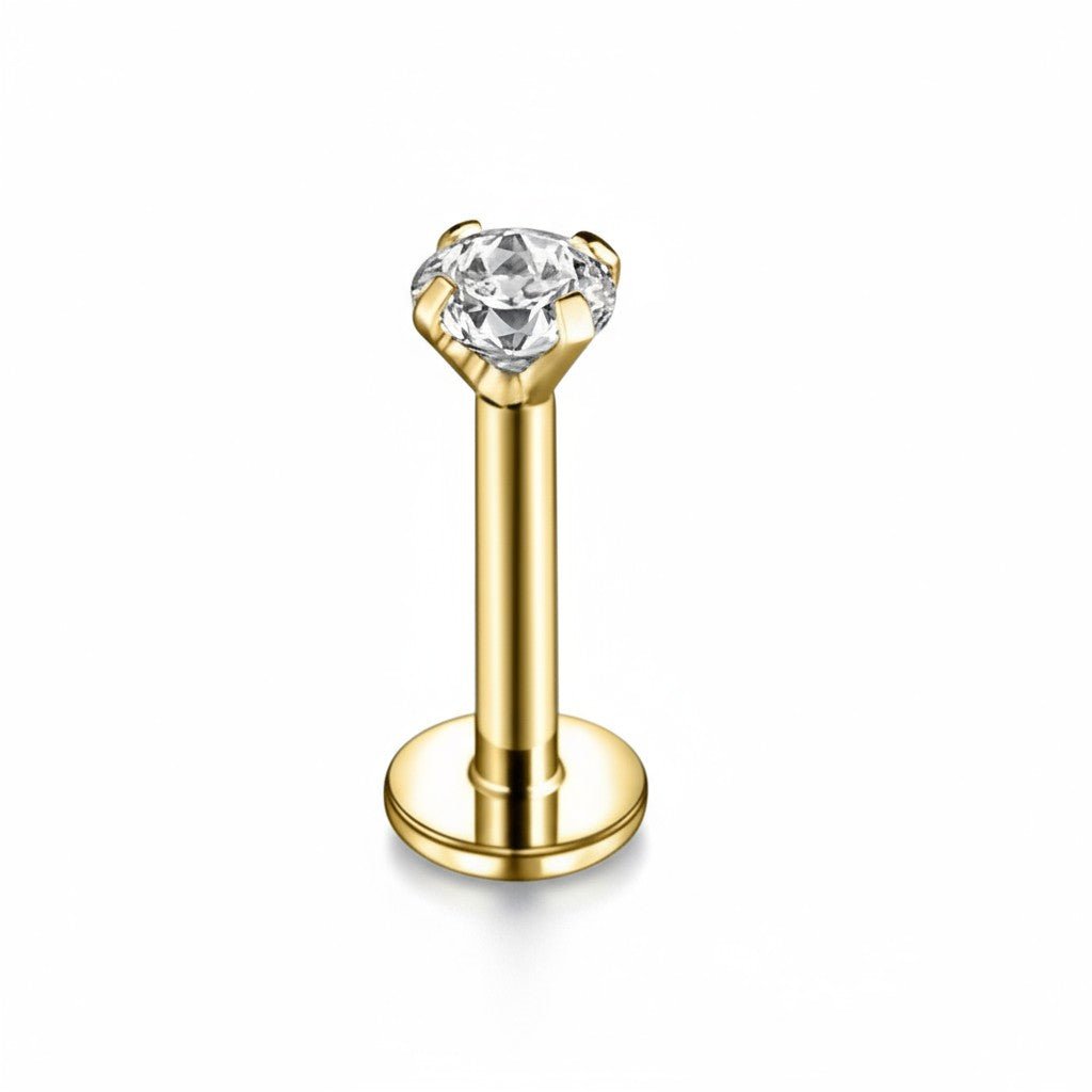 Tragus Helix Piercing &acirc;&euro;&ldquo; Goudkleur &acirc;&euro;&ldquo; Transparant Zirkonia - Uni