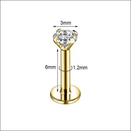 Tragus Helix Piercing &acirc;&euro;&ldquo; Goudkleur &acirc;&euro;&ldquo; Transparant Zirkonia - Uni