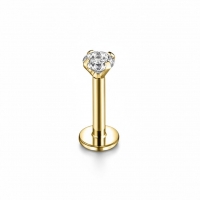 Tragus Helix Piercing &acirc;&euro;&ldquo; Goudkleur &acirc;&euro;&ldquo; Transparant Zirkonia - Uni