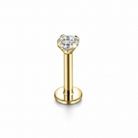 Tragus Helix Piercing &acirc;&euro;&ldquo; Goudkleur &acirc;&euro;&ldquo; Transparant Zirkonia - Uni