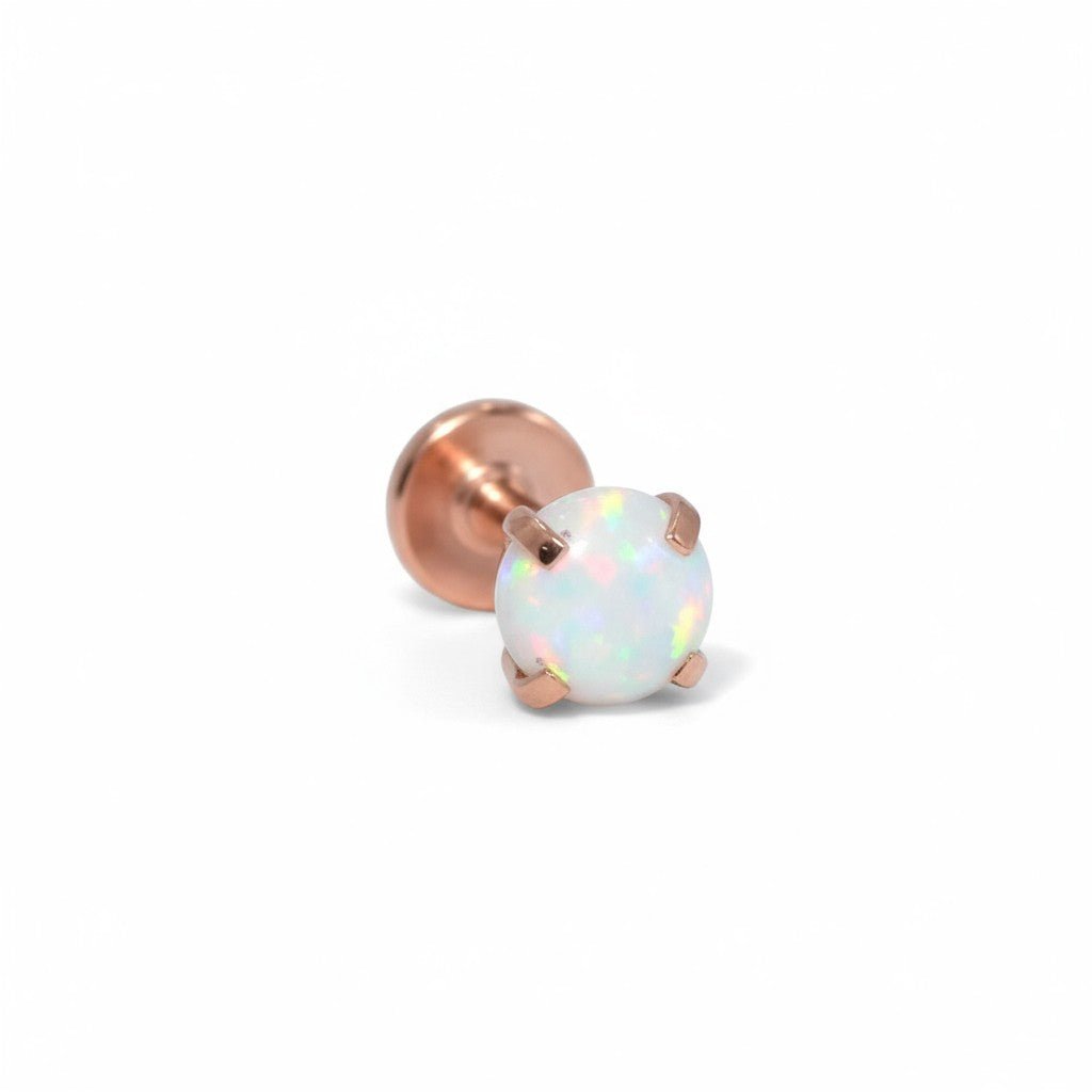 Tragus Helix Piercing &acirc;&euro;&ldquo; Wit Opaal &acirc;&euro;&ldquo; Ros&Atilde;&copy;goudkleur