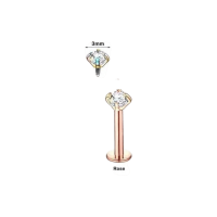 Tragus Helix Piercing &acirc;&euro;&ldquo; Ros&Atilde;&copy;goud &acirc;&euro;&ldquo; AB Zirkonia - 
