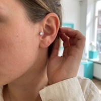 Helix Tragus Piercing Zilver Witte Opaal 6mm 3mm - Unisex