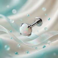 Helix Tragus Piercing Zilver Witte Opaal 6mm 3mm - Unisex
