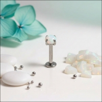 Helix Tragus Piercing Zilver Witte Opaal 6mm 3mm - Unisex