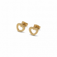 Staal Hart Oorstekers Goudkleurig 9x8mm Open -