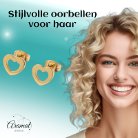 Staal Hart Oorstekers Goudkleurig 9x8mm Open -