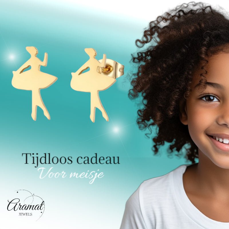 Danseres Oorbellen &acirc;&euro;&ldquo; Goudkleurig Staal 10x6mm -