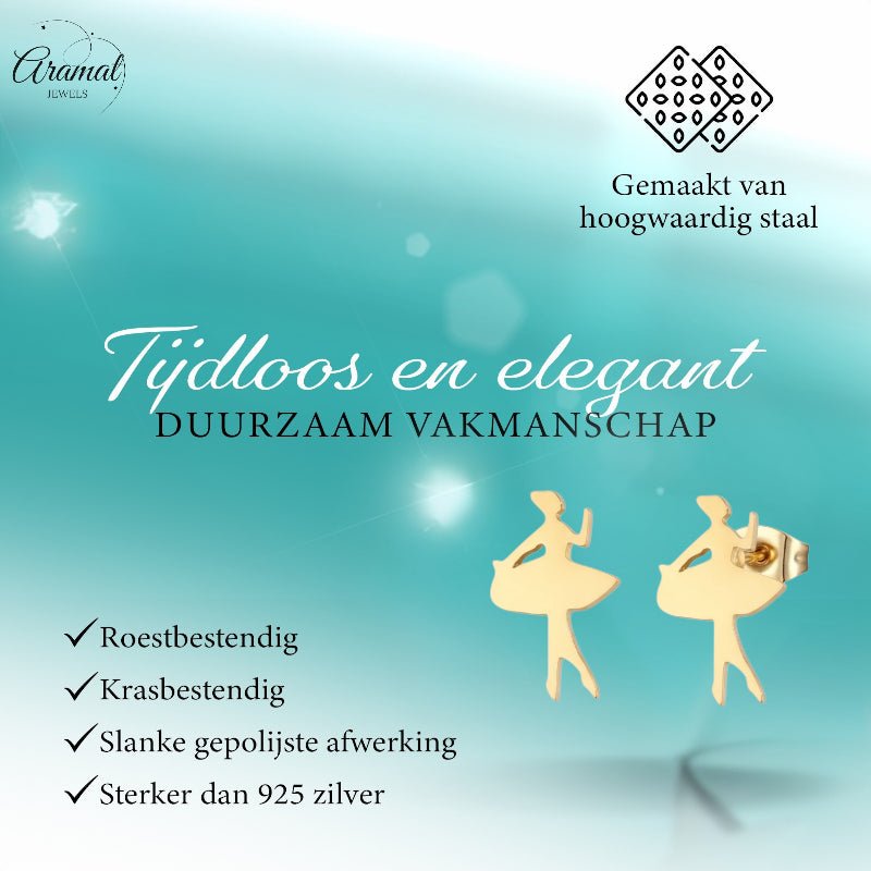Danseres Oorbellen &acirc;&euro;&ldquo; Goudkleurig Staal 10x6mm -