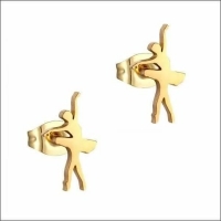 Danseres Oorbellen &acirc;&euro;&ldquo; Goudkleurig Staal 11x6mm -