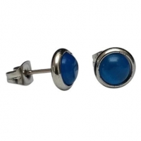 Stalen Kattenoog Oorbellen 8mm &acirc;&euro;&ldquo; Donkerblauw -